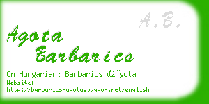 agota barbarics business card